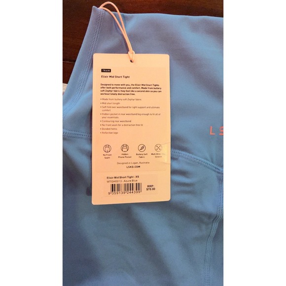 LSKD Elixir Mid‎ Short Tight Azure Blue Women's XS, 6in Shorts, NWT, New - Picture 5 of 11